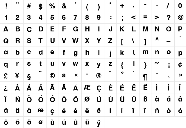 SchulbuchNord Bold  glyph index