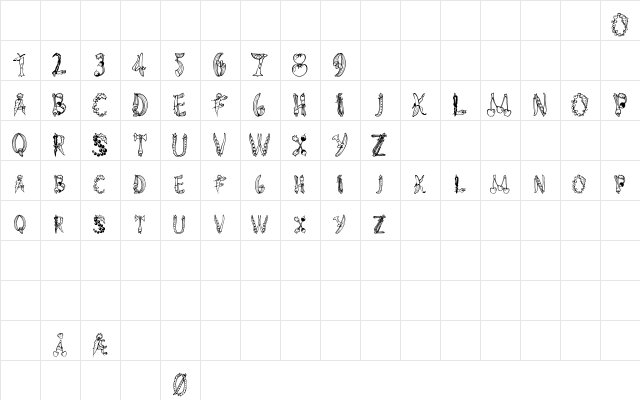 AlphaGarden Regular  glyph index