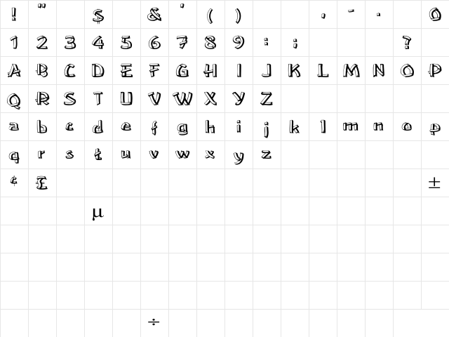 LowEa Wd Regular  glyph index