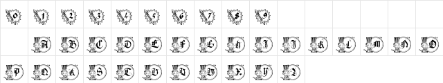 American Gothique Regular  glyph index