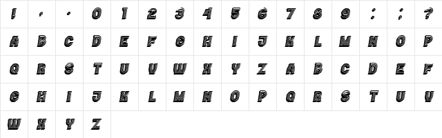 Casino 3D Lines Italic  glyph index