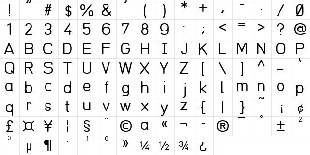 REDRING 1969 Regular  glyph index