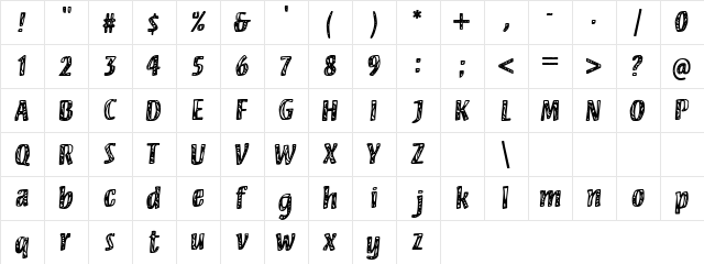 Chicken Stalk Regular  glyph index