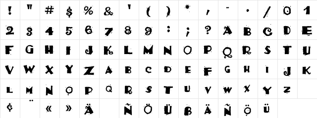 VTCojones Regular  glyph index