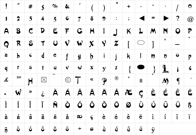 Cg Medium  glyph index