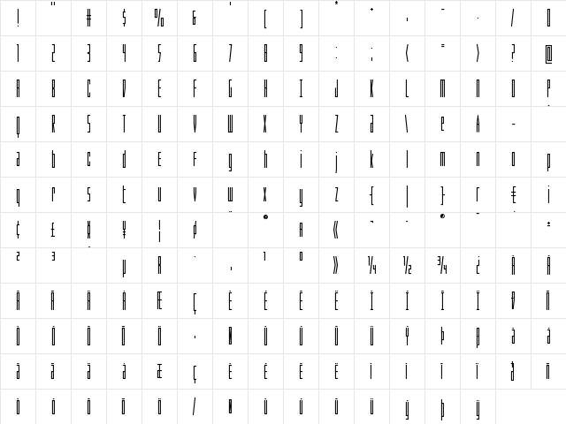Phantacon Compact Bold Bold  glyph index