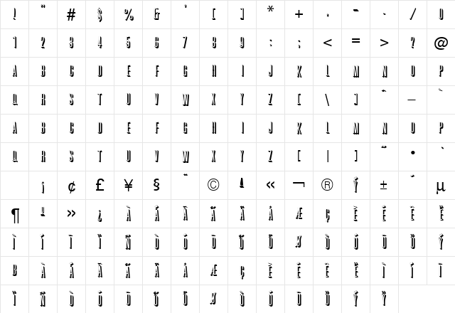 Graphite Regular  glyph index