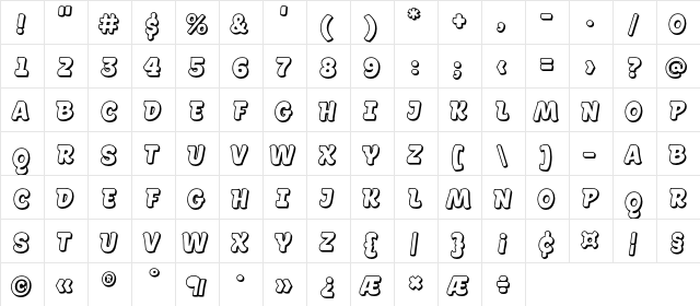 La Pica Demo La Pica Demo  glyph index
