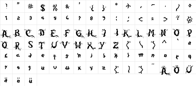 Darkwood Regular  glyph index