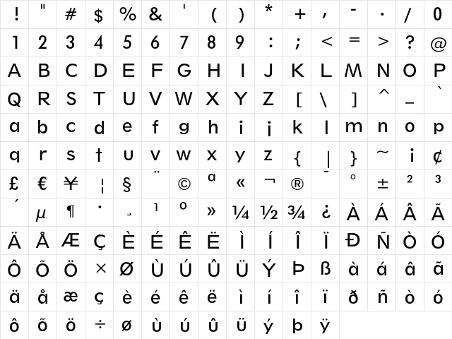 Geometric 212 Book  glyph index