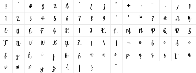 Romadhon Regular  glyph index