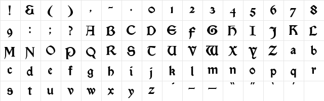 Satanick Medium  glyph index