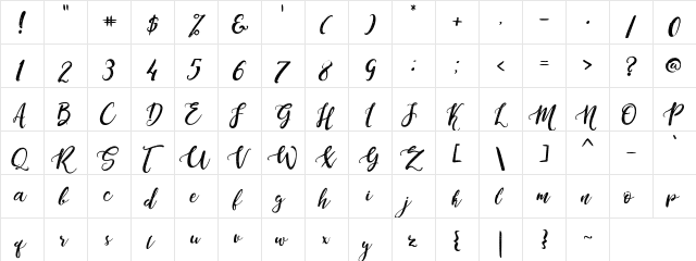 Dandeleon Vintage Demo Regular  glyph index