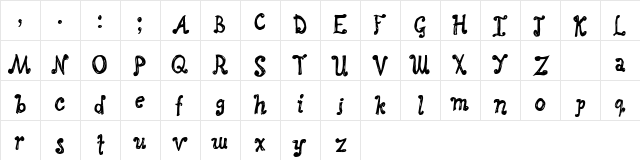 Wira Regular  glyph index