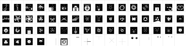 AbstractFacesThree Regular  glyph index