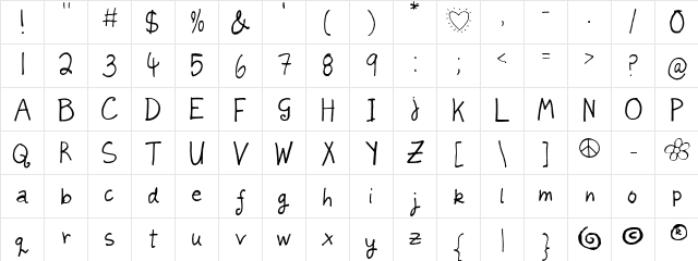 juleswriting Regular  glyph index