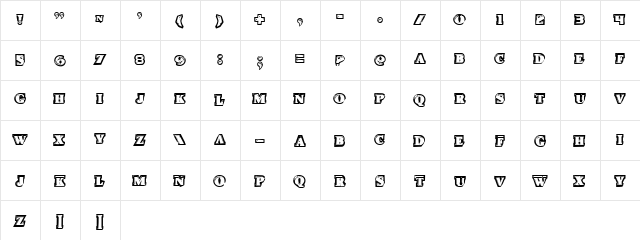 Icebox Art Staggered Regular  glyph index