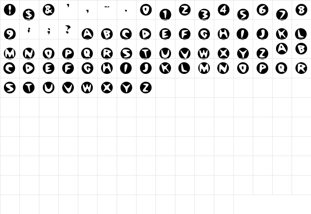 New Moon Regular  glyph index