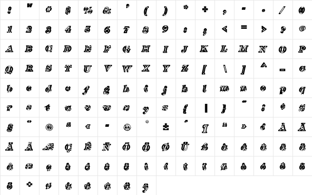 Grind Medium  glyph index