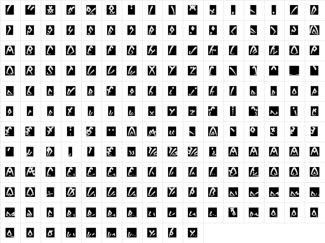 Dack Regular  glyph index
