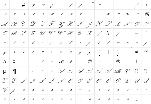 KremlinScriptTwo DB Regular  glyph index