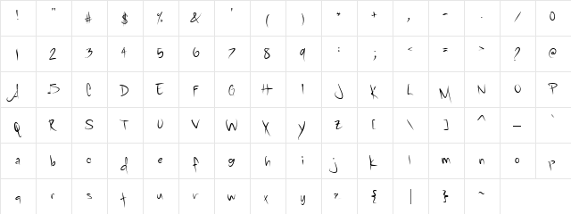 LD Debonaire Regular  glyph index