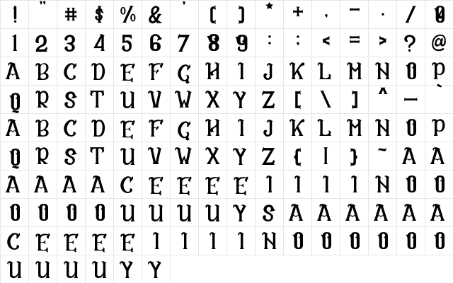 CS Rosalia Regular  glyph index