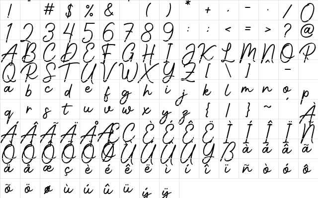 Photoshoot Regular  glyph index