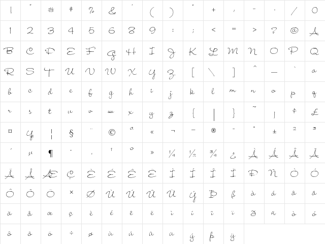 WendyLP-Light Light  glyph index