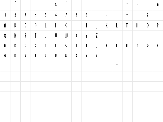 CinemaDemiBold Regular  glyph index