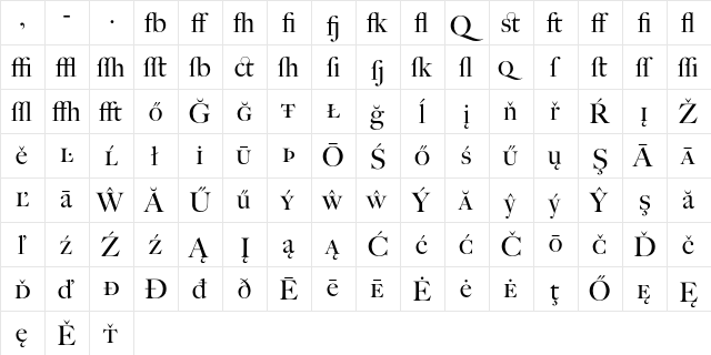 BigCaslon Alt  glyph index