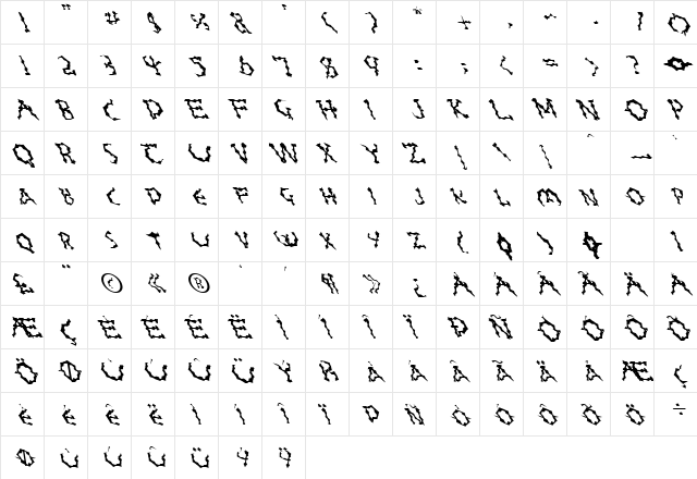 FZ WACKY 23 LEFTY Normal  glyph index