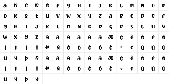 After Fall Regular  glyph index