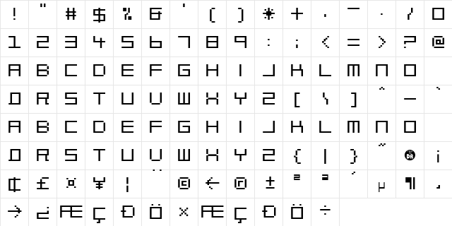 Block Out Normal  glyph index