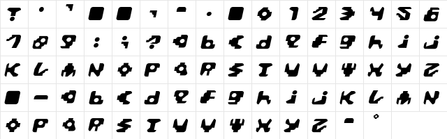 Paccer Italic  glyph index