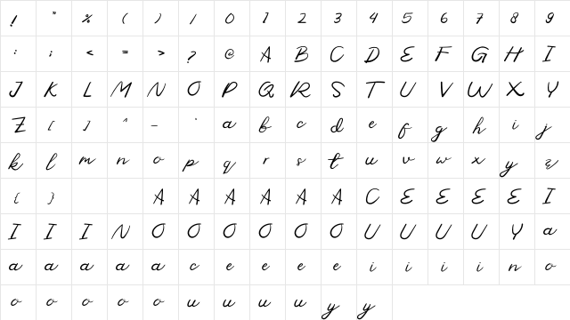 Moduss Personal Use Regular  glyph index