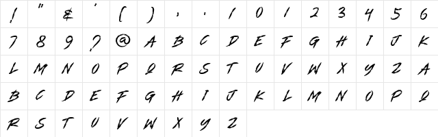 DESTROYA Regular  glyph index