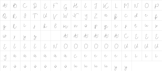 Orla Fiola Demo Script Regular  glyph index
