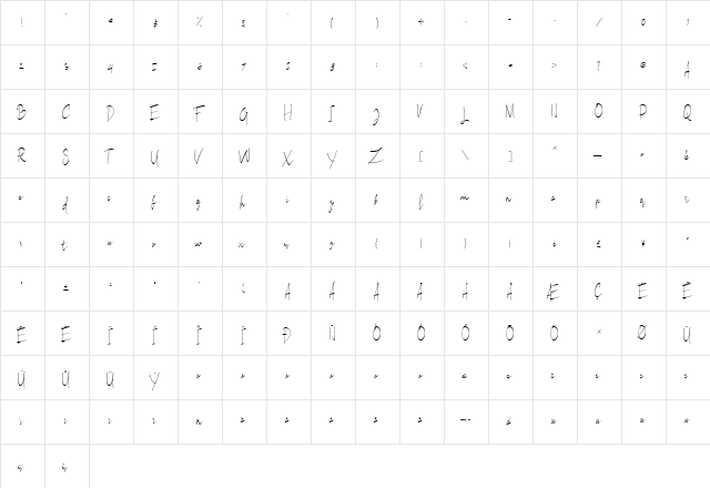 Sallita Free for personal only Regular  glyph index