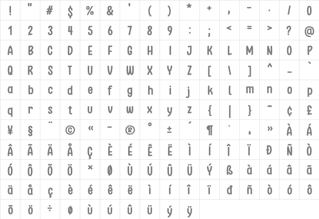 Stripe October Seven Regular  glyph index