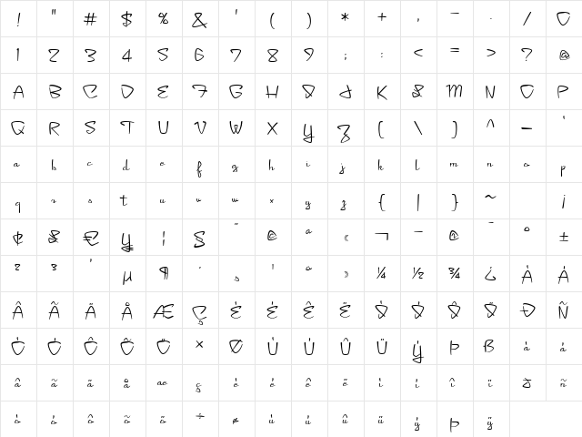 Starlight Hotel Regular  glyph index