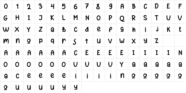 ReactivoFree Regular  glyph index