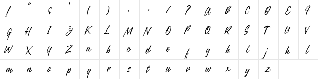 Justlyne Demo Regular  glyph index