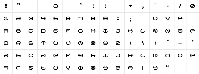 Omega Sentry Regular  glyph index