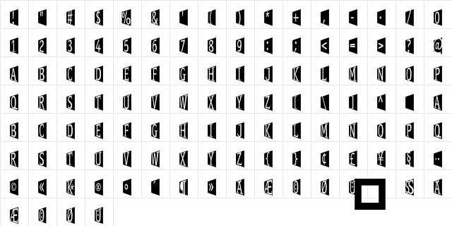 StageGlyphs Regular  glyph index