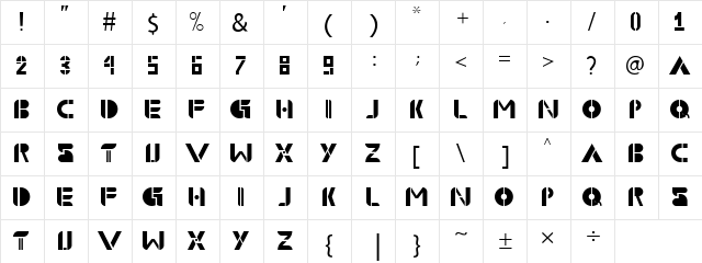 Demachina Regular  glyph index