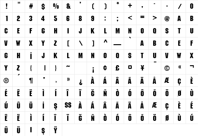 TR Motor Plain  glyph index