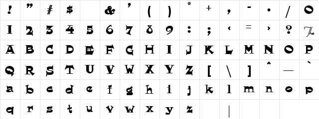 Mean Machine Regular  glyph index