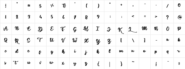 Hotel Lorint -demo version- Regular  glyph index