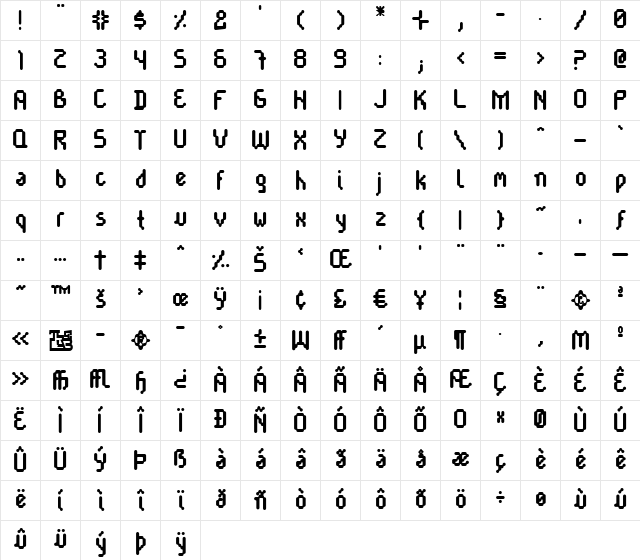 Cayetano Round Bold  glyph index